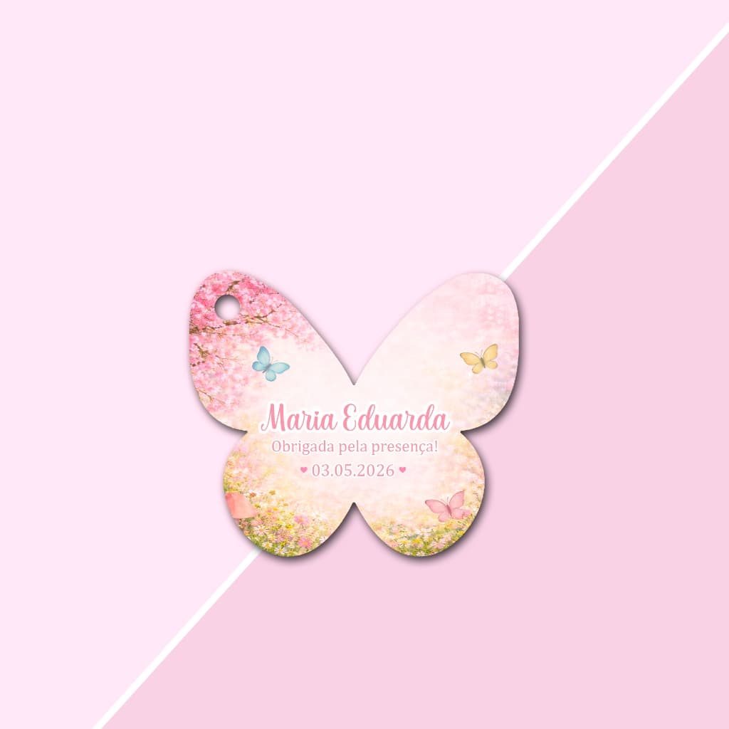 Tags Formato Borboleta Delicada Papel OFFSET 5,3cm x 4,6cm Personalizadas Lembrancinhas, Agradecimentos, Casamento