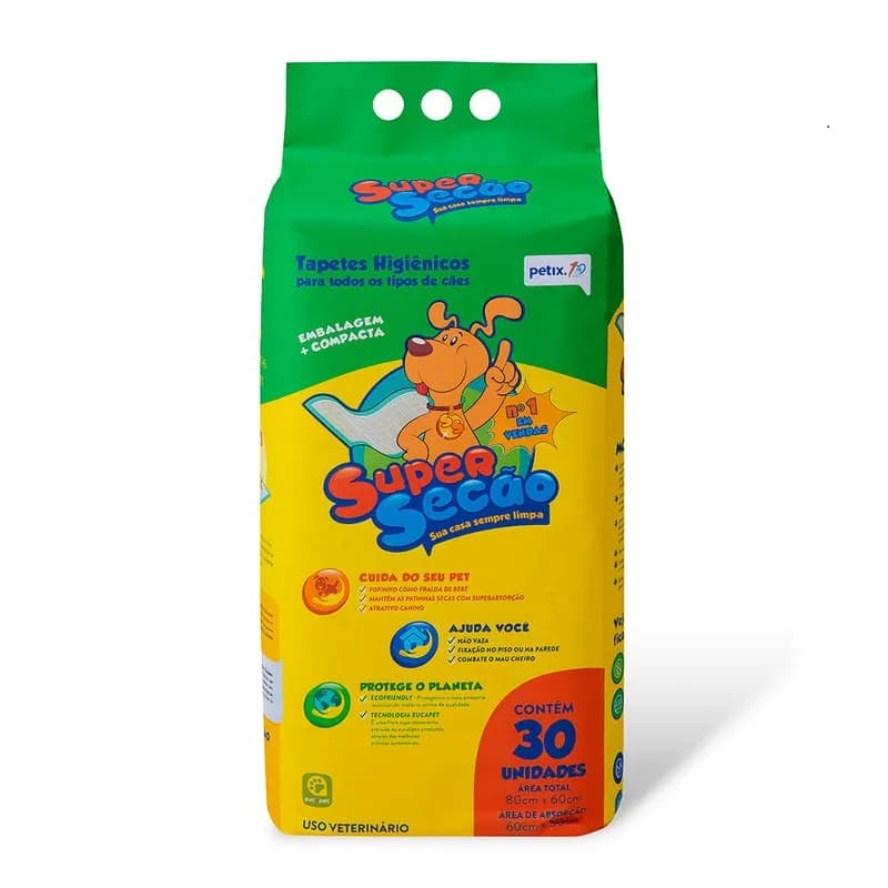 Tapete Higiênico Super Secão Petix 30 Un | Ultra Absorção + Sem Vazamentos