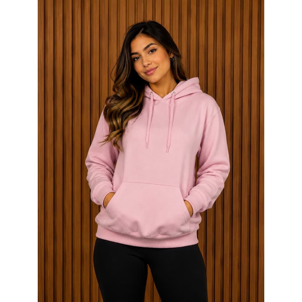Moletom Blusa De Frio Feminino Canguru Com Capuz Forrado