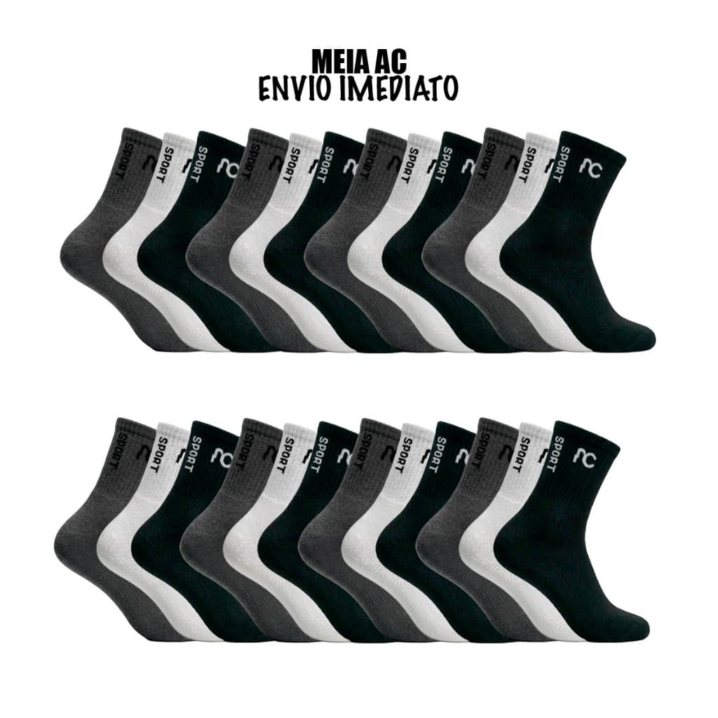 Kit 12 ou 24 Meias Cano Longo AC Caneladas Originais