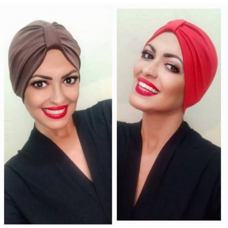 2 TURBANTES “JÚLIA” QUIMIOTERAPIA/ONCOLÓGICOS/ALOPECIA_MUÇULMANAS/JUDIAS_AFRO/AFRICANOS_CORES DIVERSAS
