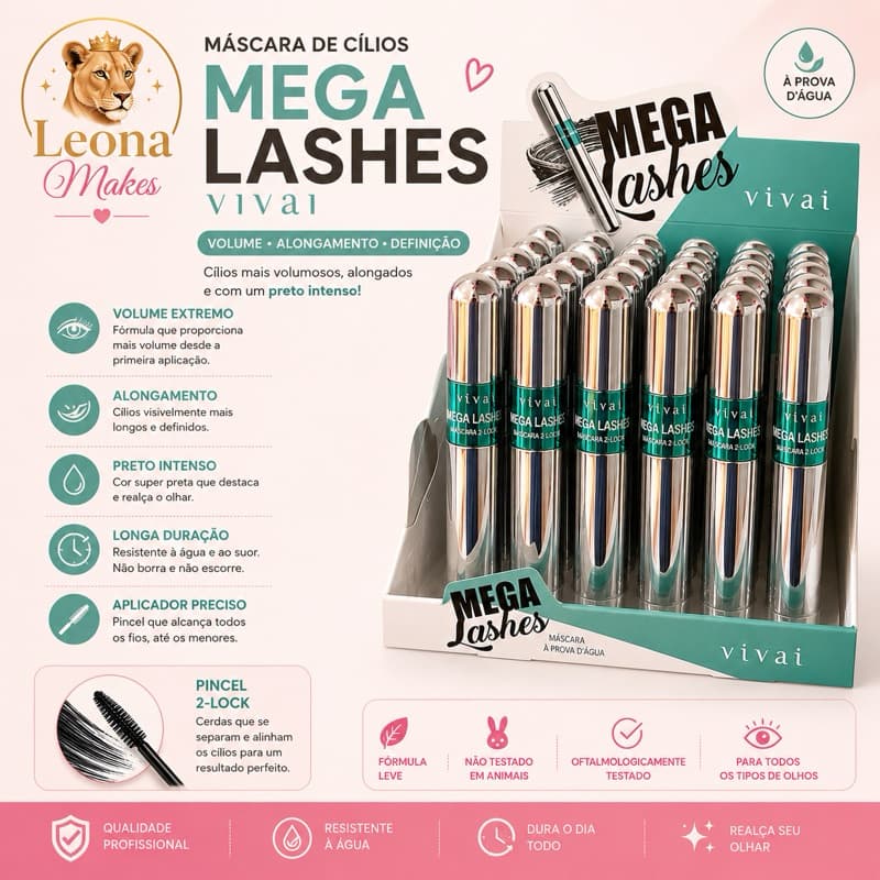 Máscara de Cílios Mega Lashes Vivai