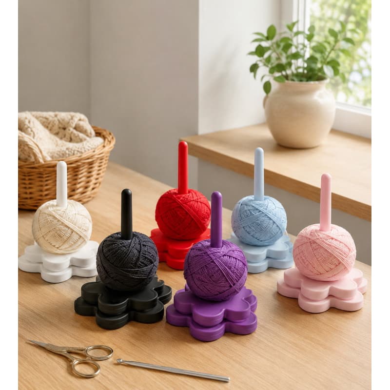 Suporte Giratório para Crochê linha e Tricô Desmontável Flor Porta Novelo Sem Embolar Artesanato