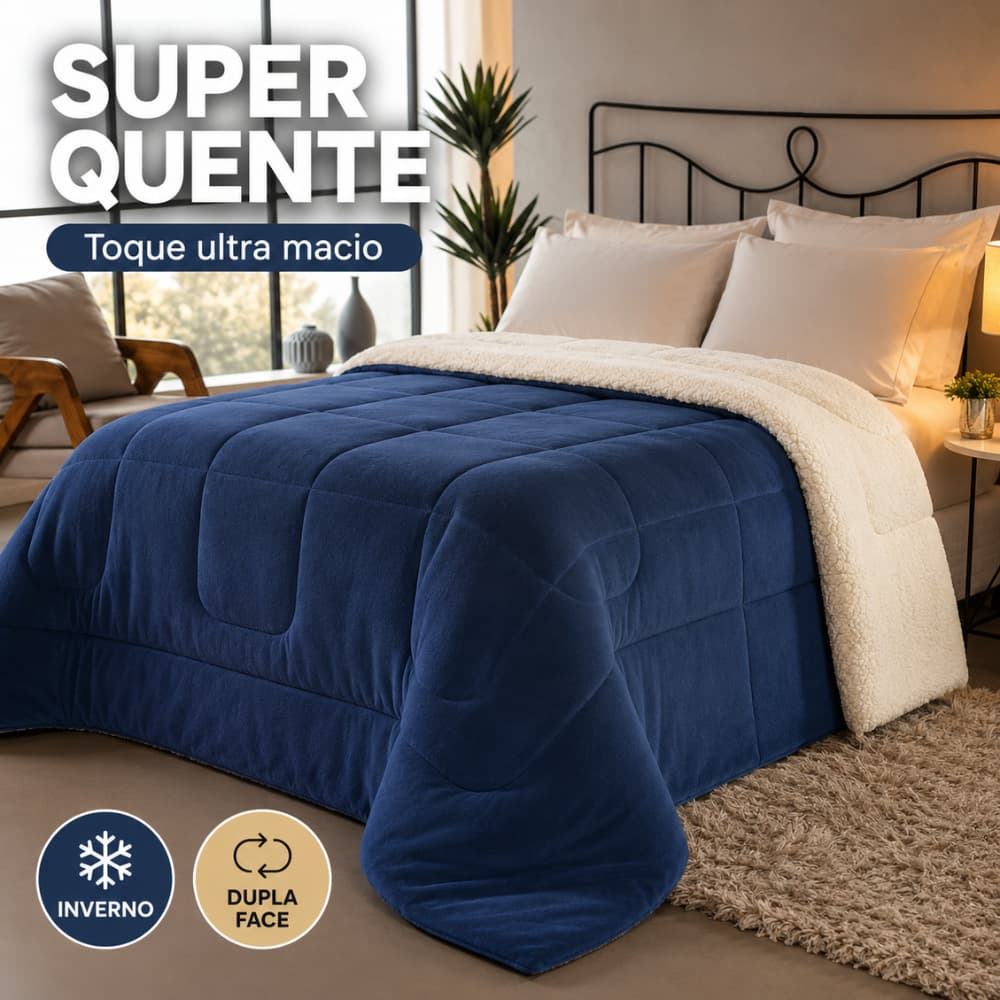 Cobertor Casal King Coberdrom Dupla Face Sherpa Carneiro Soft Ultra Macio Quente Casal King