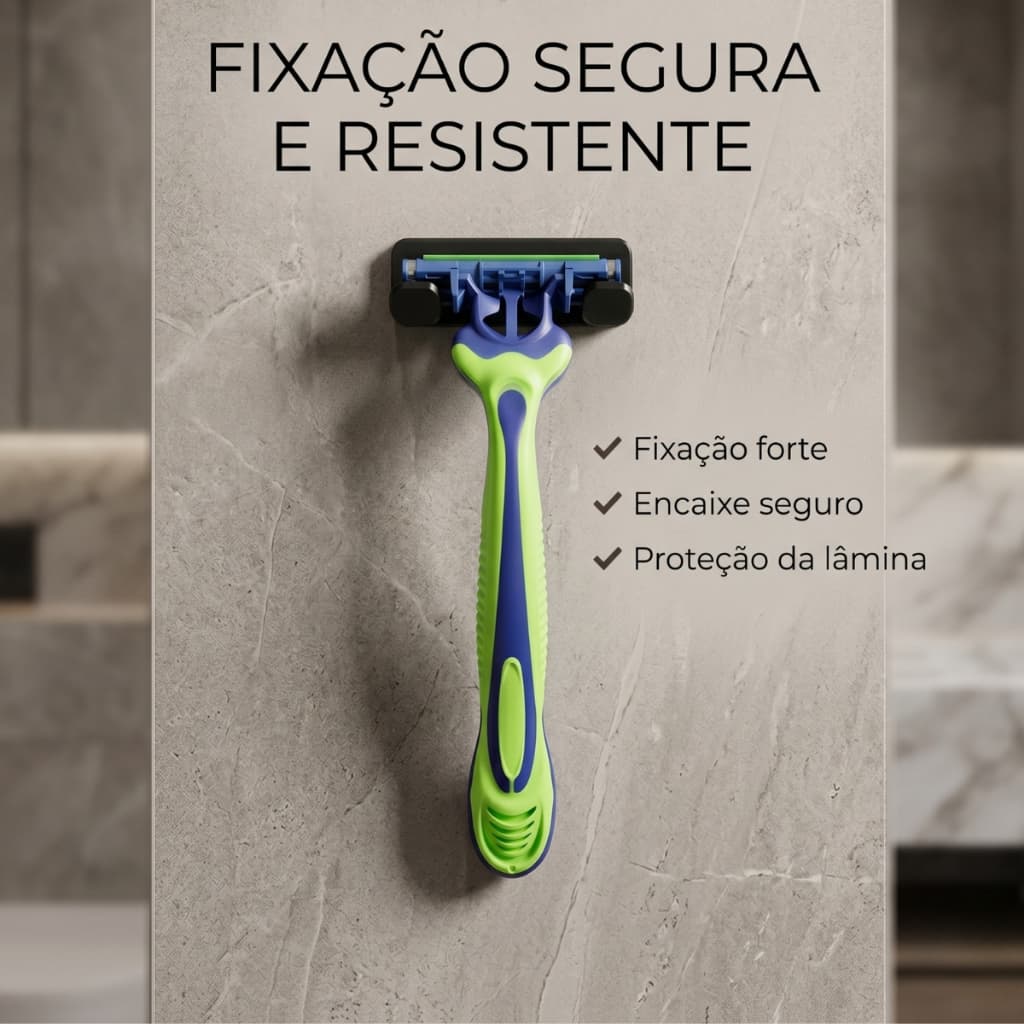 Suporte Para Gilete Parede Sem Furo 3M Banheiro Organizador Premium Forte Fixação Segura