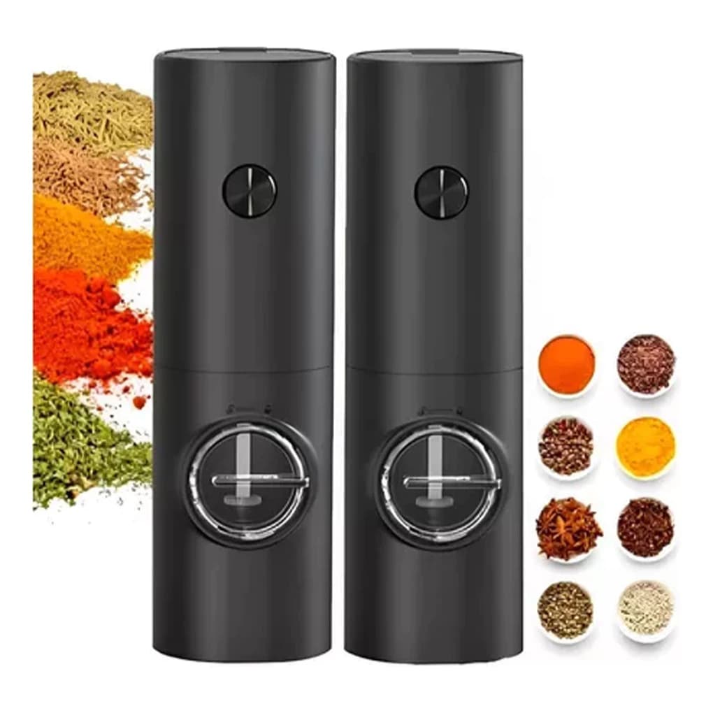 Moedor Elétrico de Sal e Pimenta com LED Granulagem Ajustável