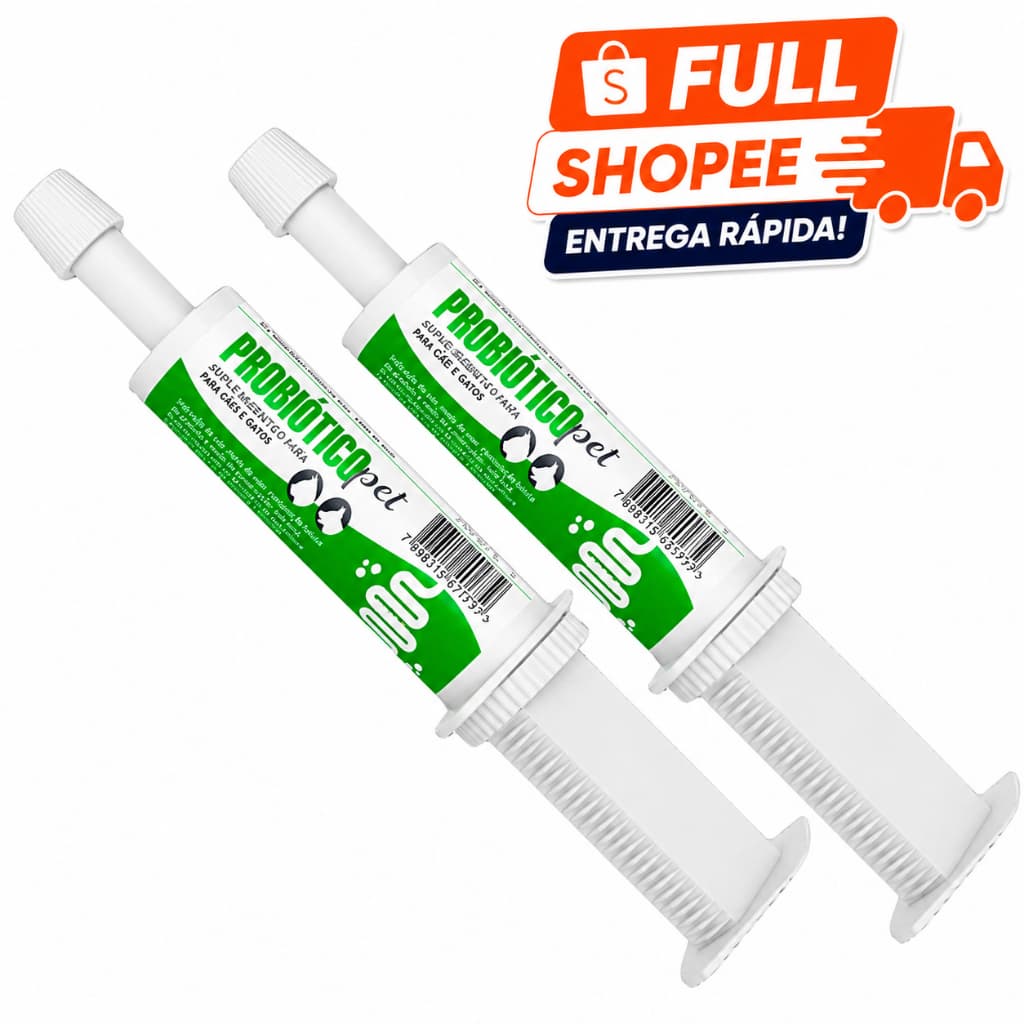 Kit 2 Avert Probiótico Pet 14g Para Cães e Gatos Suplemento Vitamínico Alimentar em Pasta Seringa