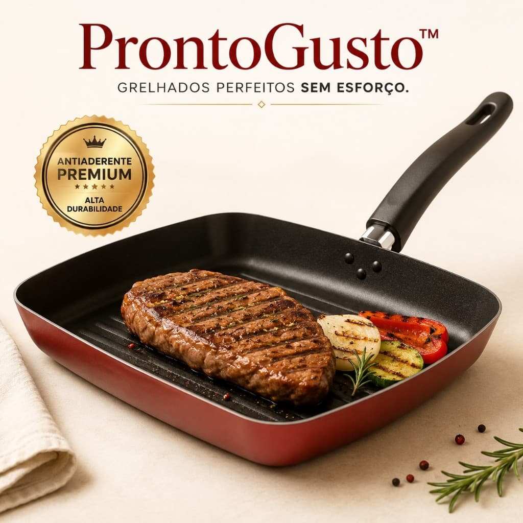 Frigideira Grill Bifeteira Antiaderente Teflon 28Cm Durável Cozinha Saudável