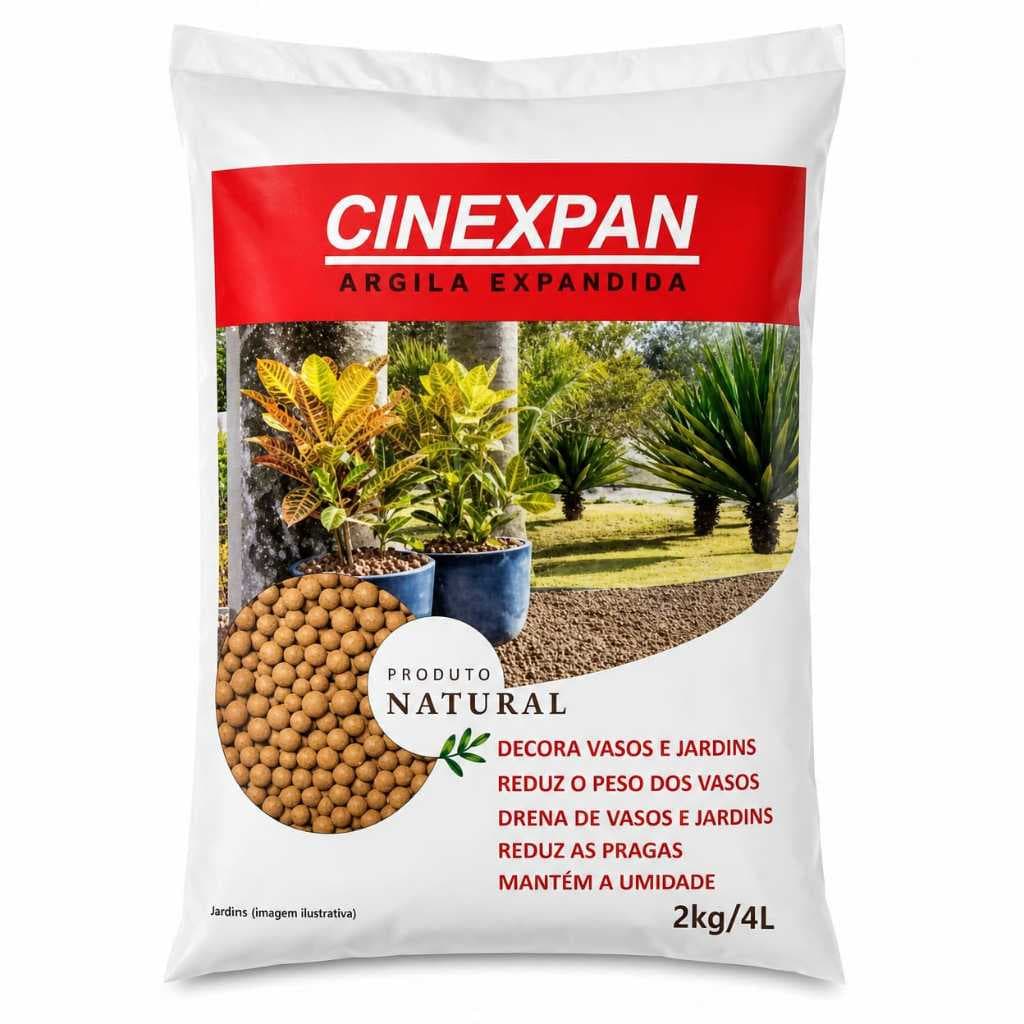 Argila Expandida Cinexpan 2kg 4L Drenagem Para Vasos Plantas Jardim Paisagismo Premium