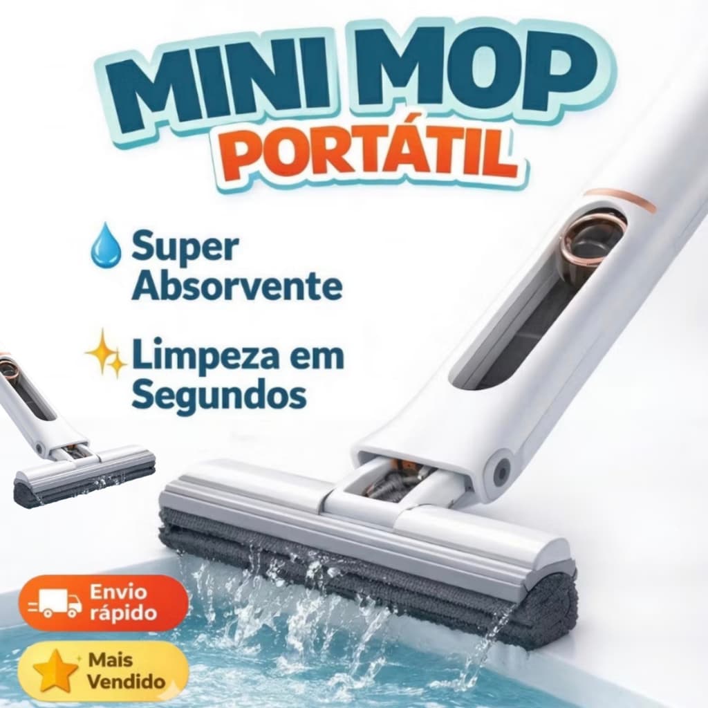 Mini Rodo Mop Esfregão Absorvente Portátil Multifuncional Mesa Janela Cozinha / Cor Branco