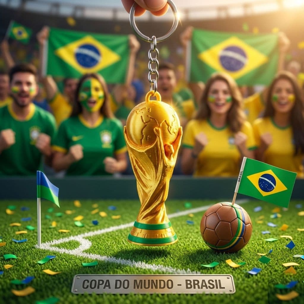 Chaveiro Troféu de Futebol Copa do Mundo 2026