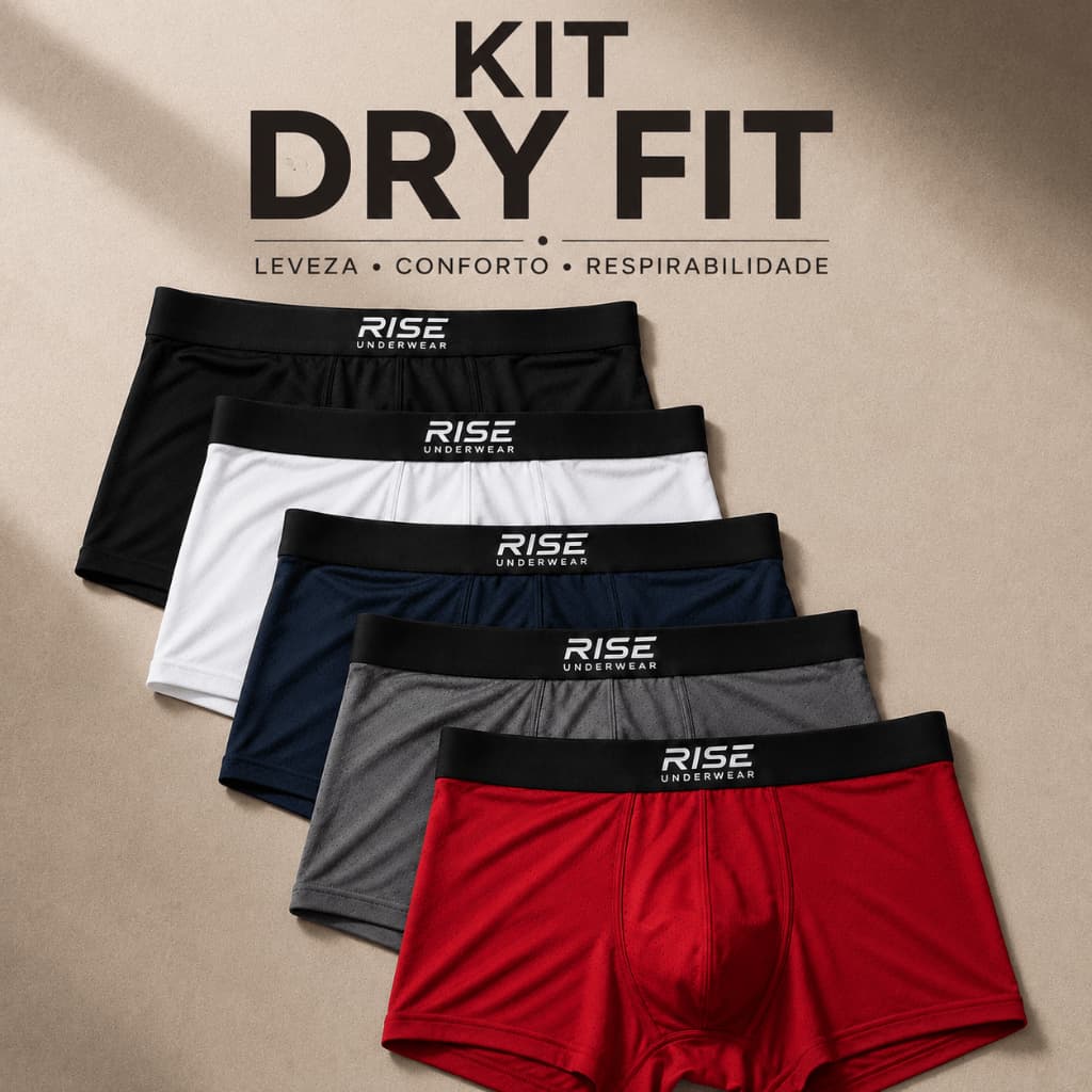 Kit 5 Cuecas Boxer Masculina Dry Fit Microfibra Premium Respirável