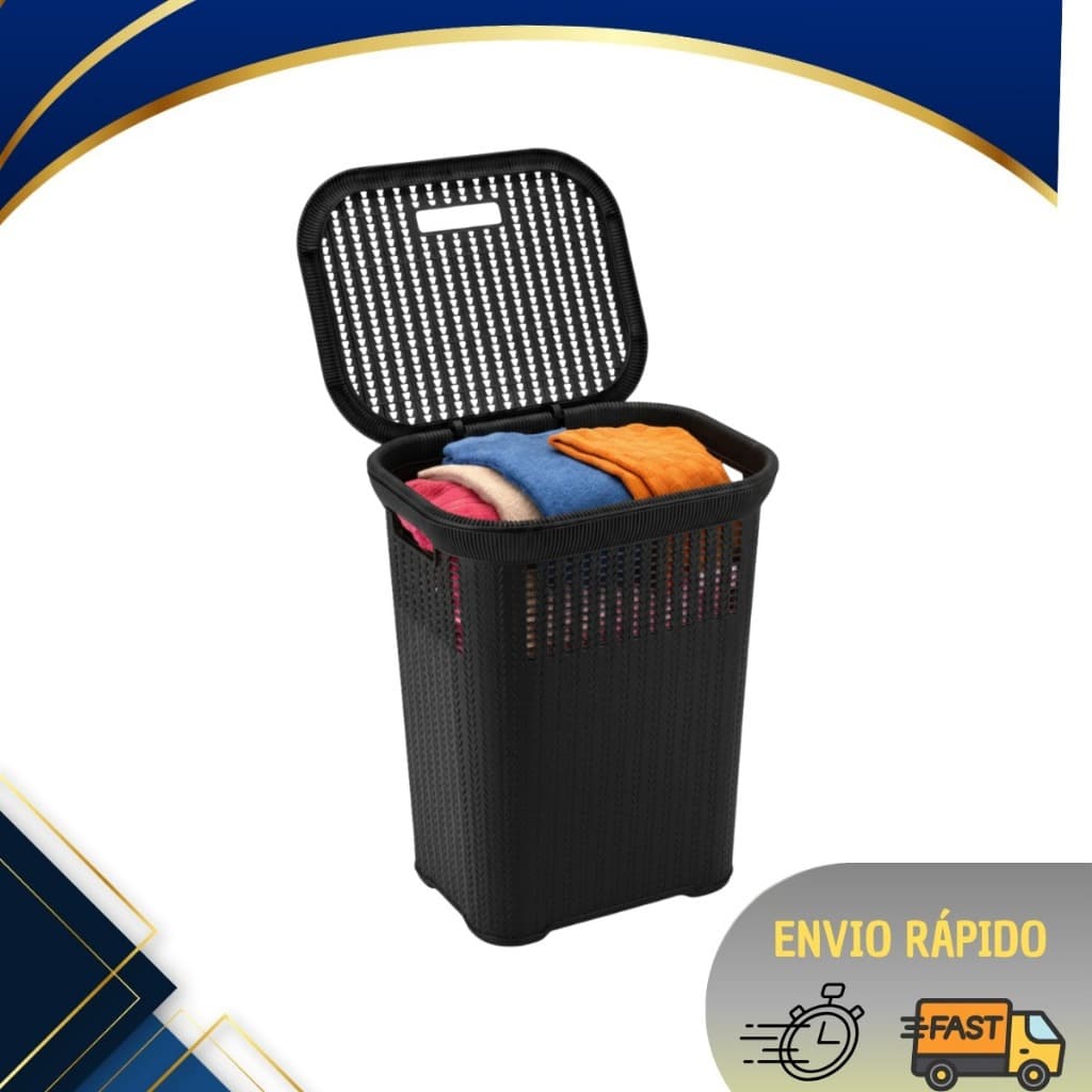 Cesto Rattan 50L Premium Organizador de Roupas Lavanderia Resistente
