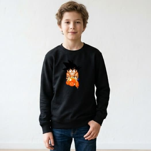 Blusa de frio infantil moletom moleton frio careca liso menino menina unissex desenho dragon ball goku vegeta geek