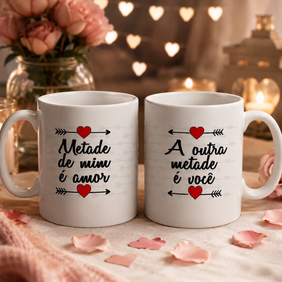 Caneca Xicara Presente Namorado Casal Copo de Porcelana