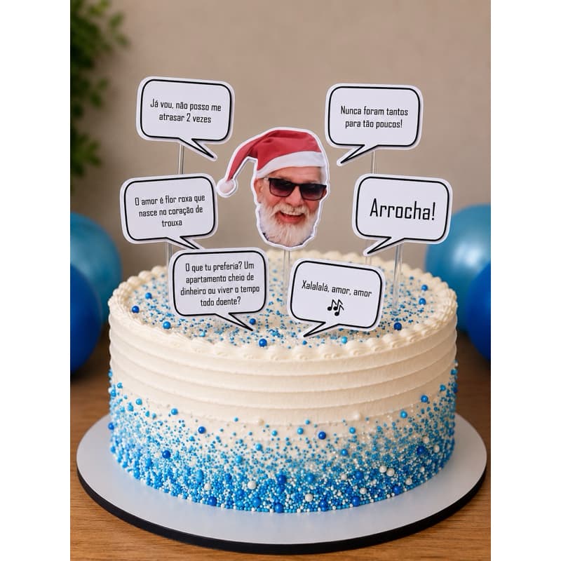 Topo de Bolo com Foto Personalizada e Frases Divertidas | Festa Meme