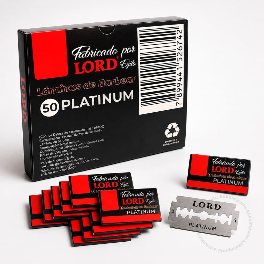 Kit Lâminas De Barbear Profissional Duplo Fio Aço Inox Lord Platinum