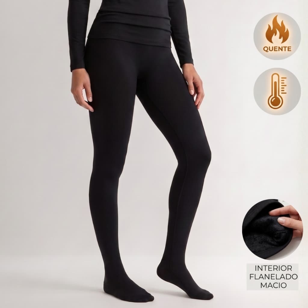 Meia Calça Térmica Flanelada Feminina Inverno Forrada Quentinha Premium