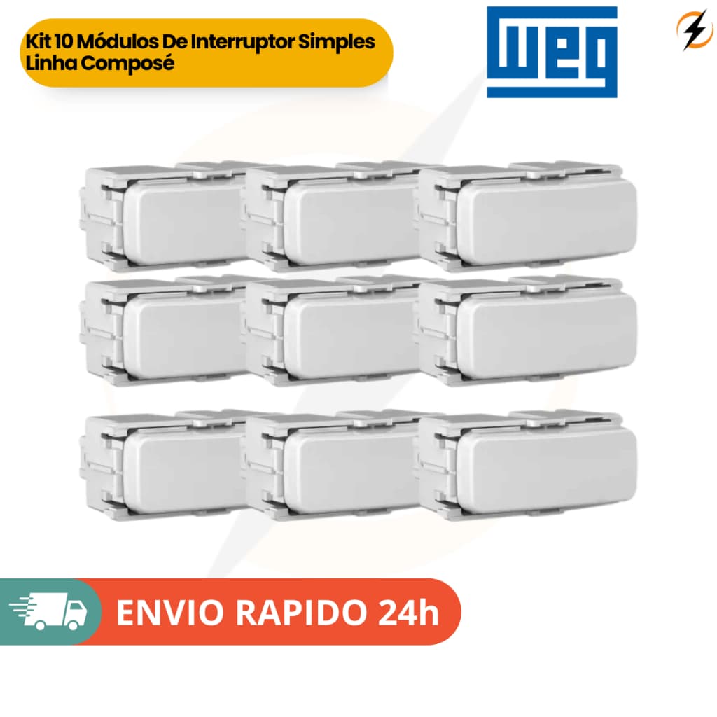 Kit 10 Módulos De Interruptor Simples Linha Composé