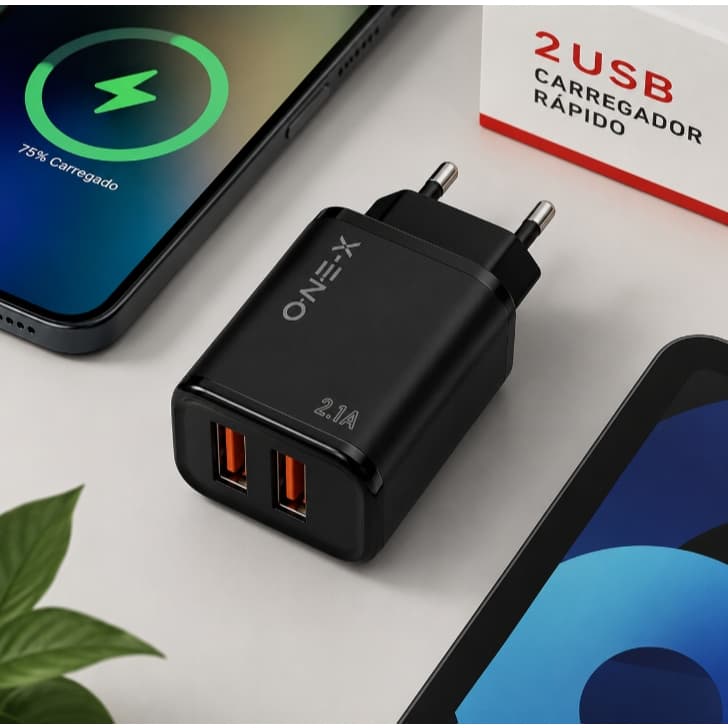 Carregador Rápido USB Duplo 2.1A X-NEO Universal
