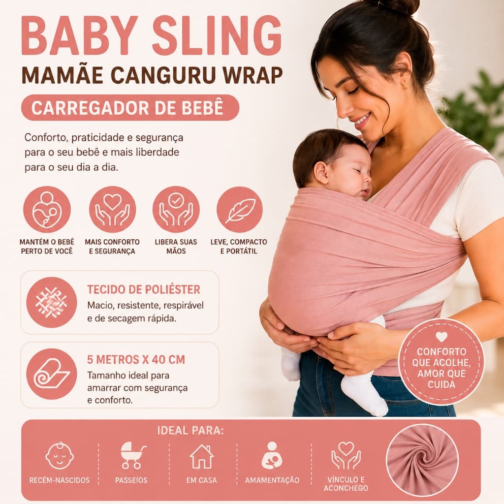 Carregador de Bebê Baby Sling Mamãe Canguru Ajustável Multifuncional