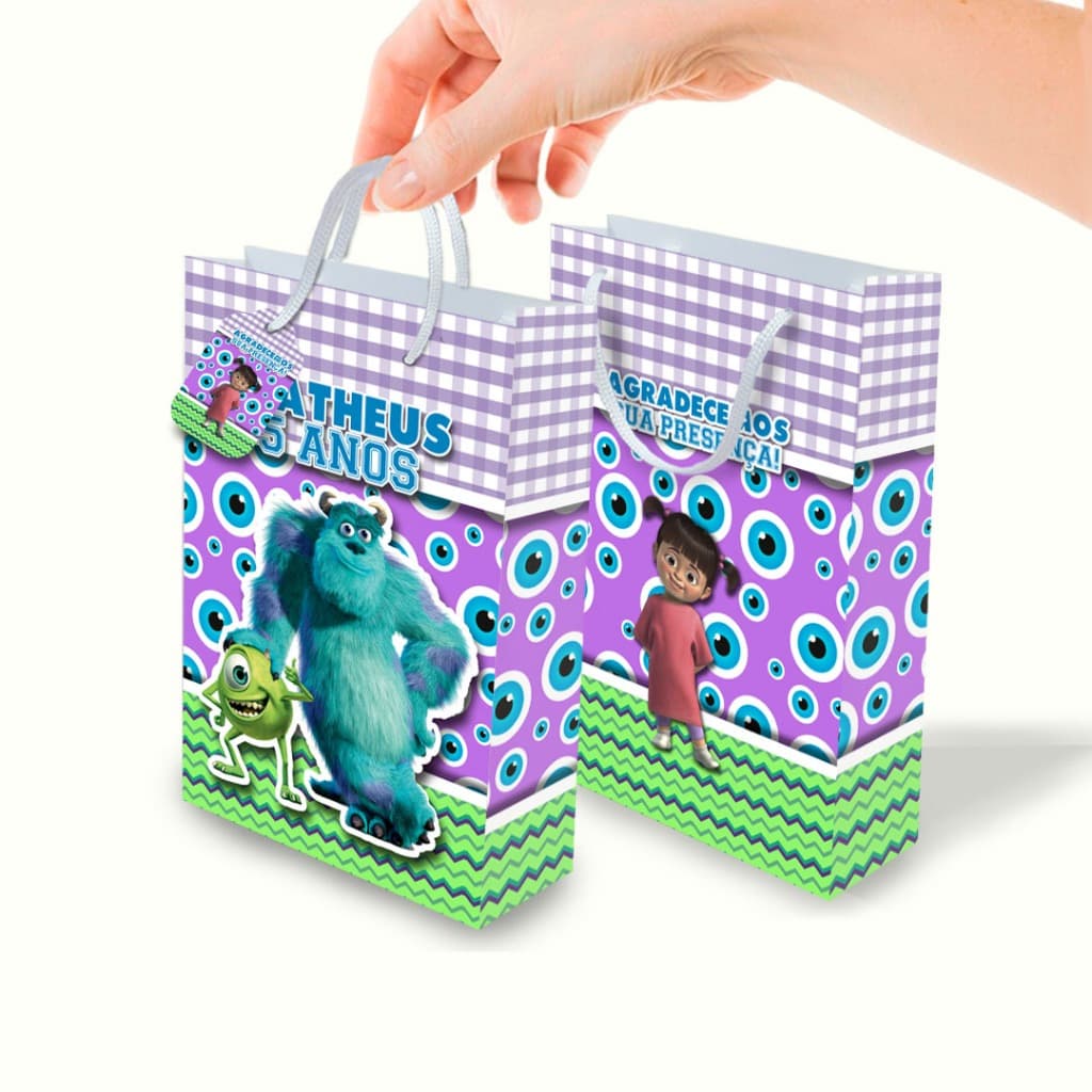 Sacolinha Personalizada Monstros SA Lembrancinha Festa Aniversário Infantil