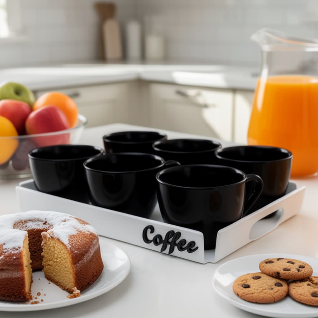 Jogo 6 Xicaras Porcelana Chá Café Bandeja Coffee Branca Xicara Colorida 170ml