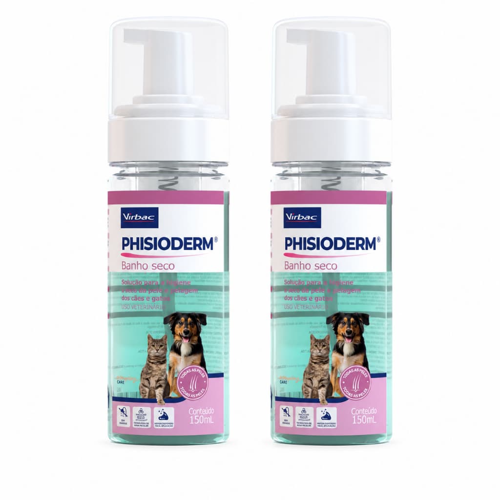 Kit 2 Phisioderm Banho Seco Virbac - 150mL