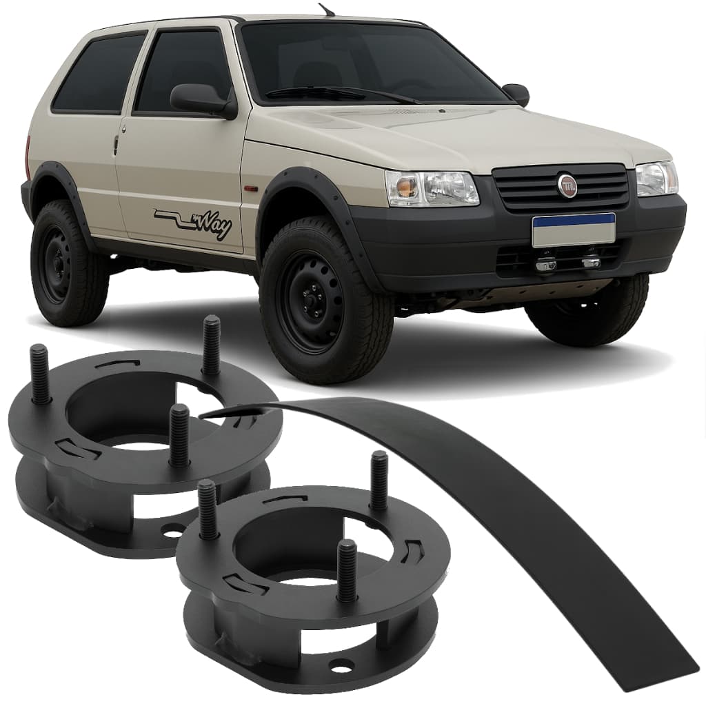 Kit Lift Fiat Uno Mille Way Calços Erguer Suspensão Completo Levantar Subir Elevar Dianteiro Traseiro