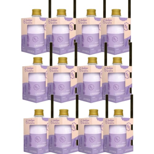 Kit 12 Aromatizador Ambiente 250ml Varetas BE Lavanda Perfume Ambiente