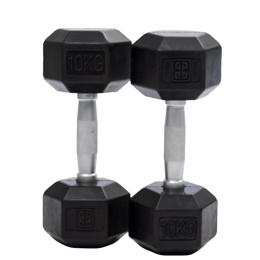 Par 2 Halteres de 10kg Sextavados Vulcanizados Academia Musculação Peso Casa - (2 Unidades)