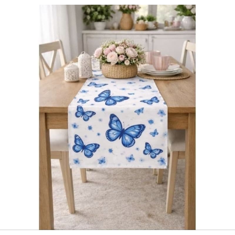 Caminho de mesa borboleta 2,40X0,40cm deixa sua mesa maís elegante