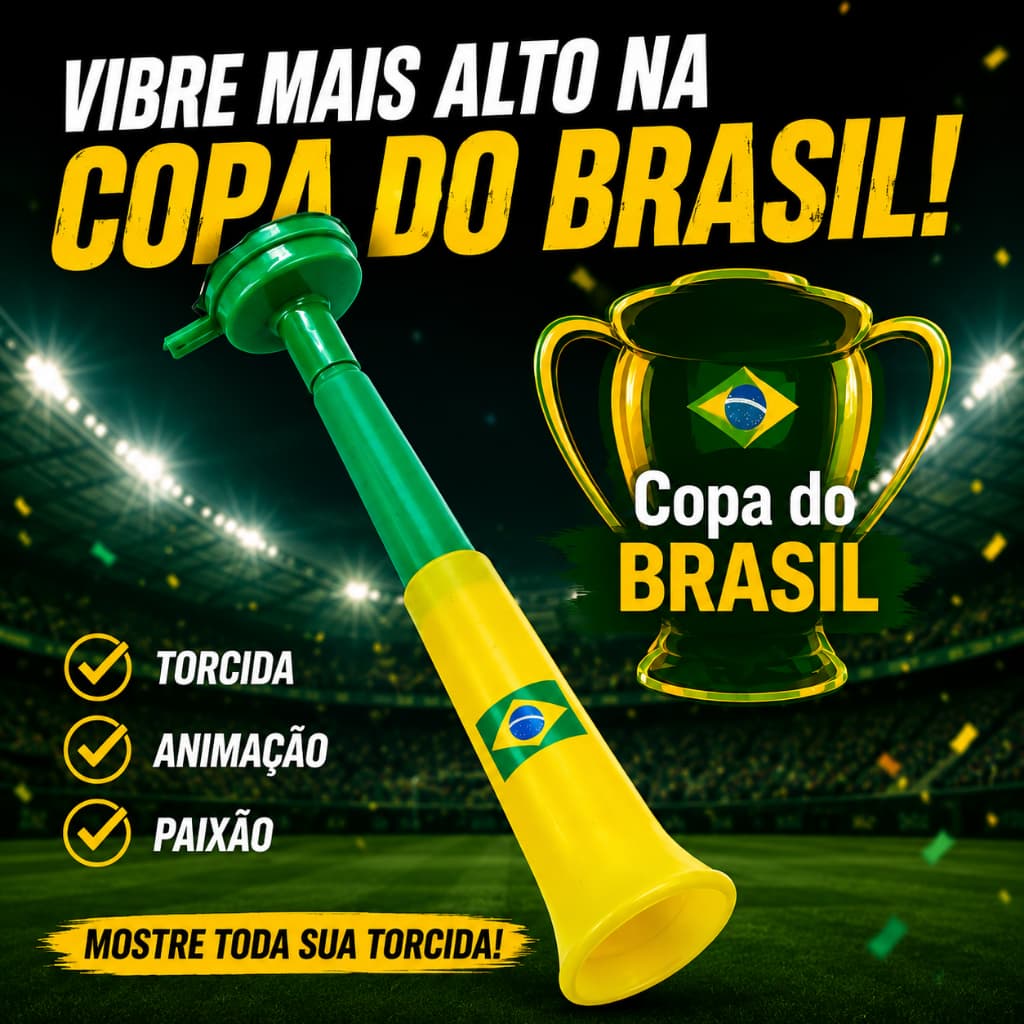 Corneta Brasil Barulhenta Para crianças – Acessório do Torcedor da Copa do Mundo