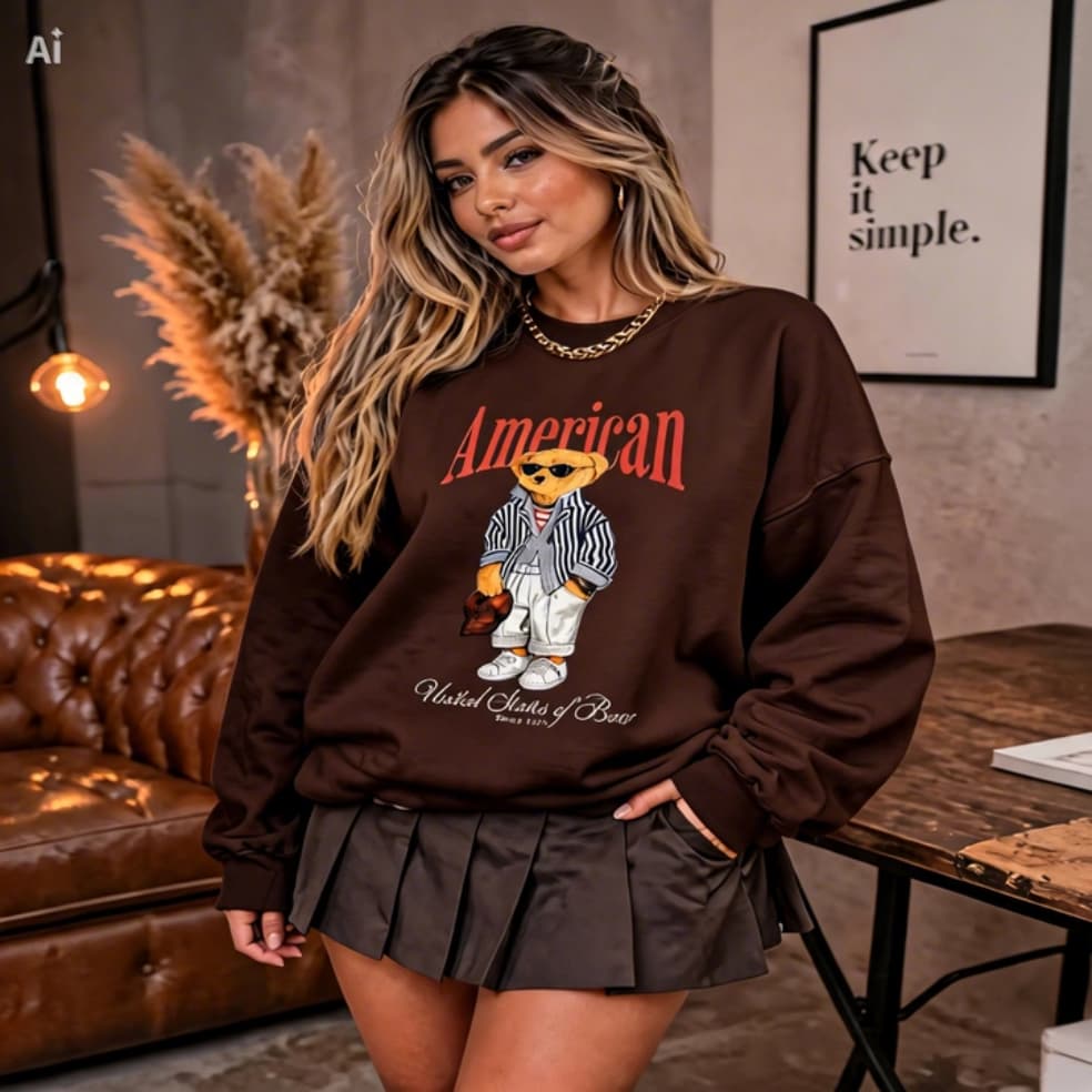 Moletom Feminino Algodão Flanelado Sem Capuz Blusa De Frio Tendência Casual Blogueira Casaco Inverno