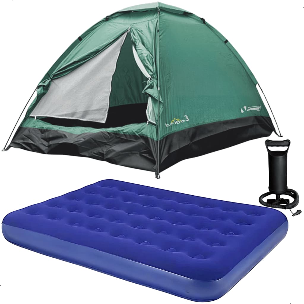 Kit Barraca Acampamento Iglu 3 Pessoas + Colchão Casal + Enchedor Para Pesca Camping E Atividades Ao Ar Livre