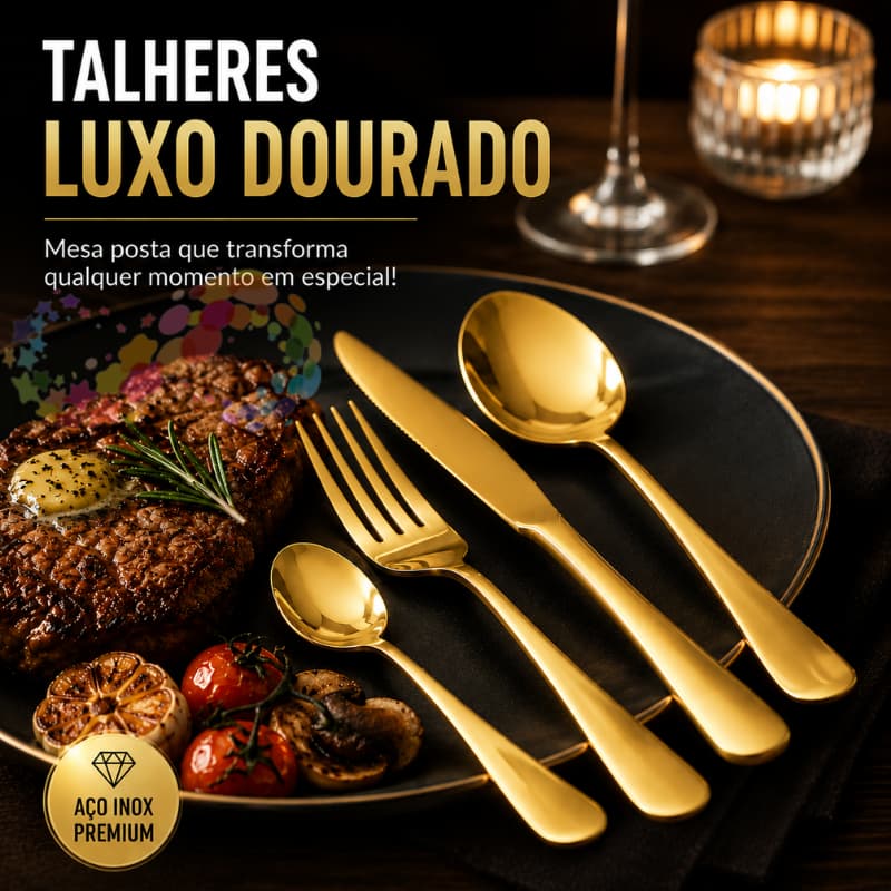 Kit 24 peçasJogo De Talheres Inoxidável 416 Suprimentos De Cozinha Talheres de Dourados Talheres