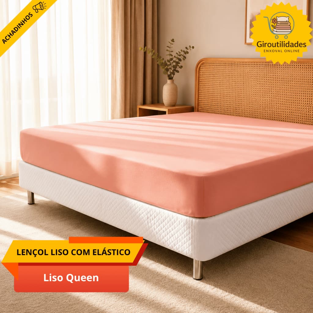 Lençol Liso Queen Avulso 200 Fios Com Elástico nas Bordas 100% Algodão Top Varias Cores