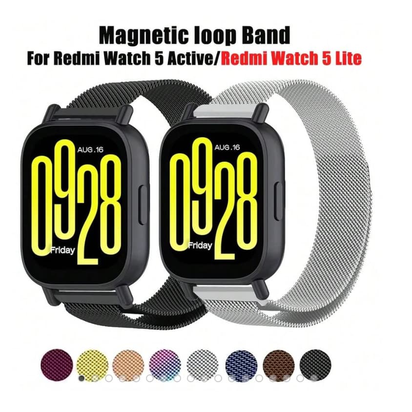Pulseira magnética de metal milanês para Redmi watch5 Active/Redmi watch5 Lite