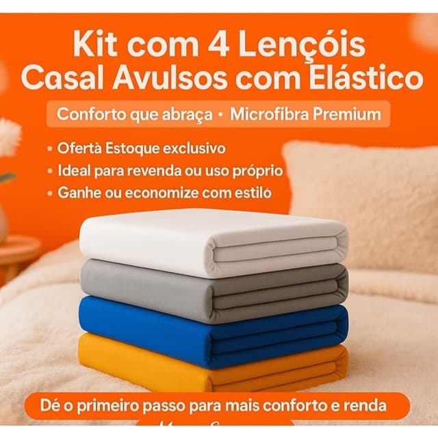 Kit 4 Lençol Casal Liso com Elástico Que Abraça o Colchão Não Sai do Lugar Macio Tipo Hotel