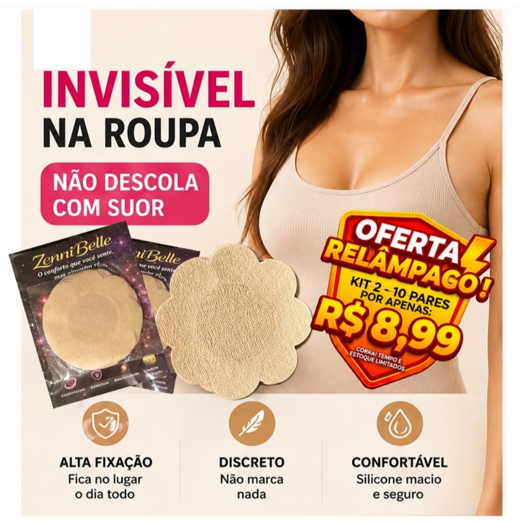 Protetor de Mamilo/ Seios Macio Invisível confortável Não Marca Roupa Alta Fixação 6cm