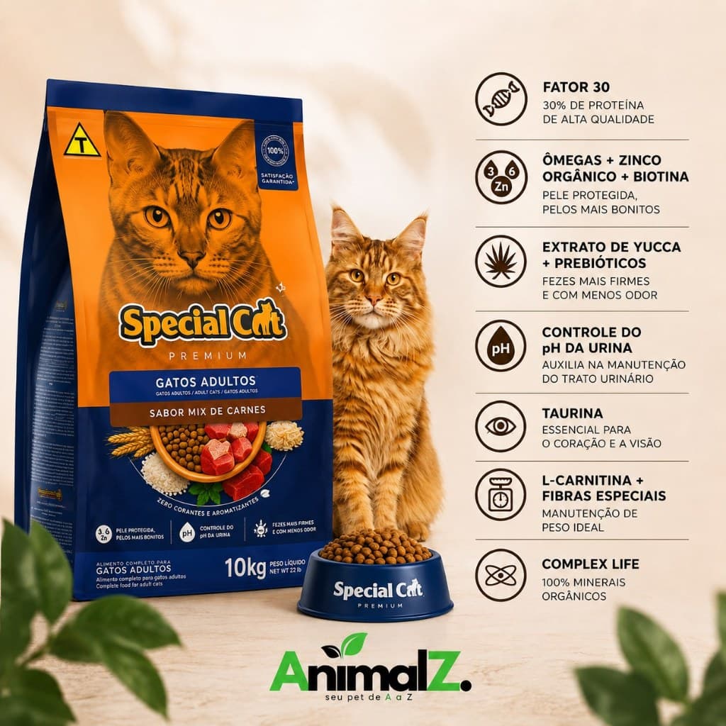 Ração Gato Adultos 10.1KG Special Cat Sabor Mix de Carnes