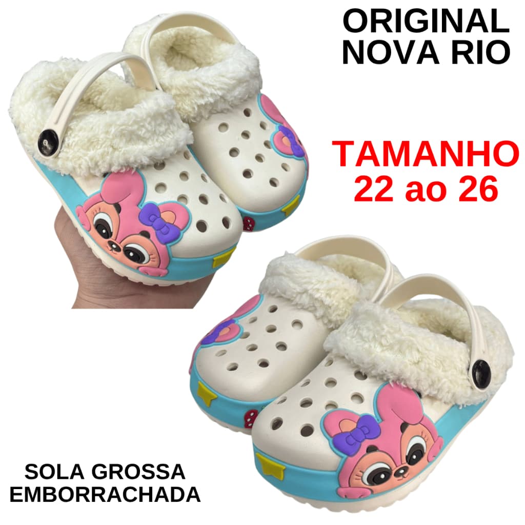 Pantufa Inverno Bebê Infantil Coelho Sola Antiderrapante Bege Menina Chinelo de Quarto Tamanho 22 ao 26