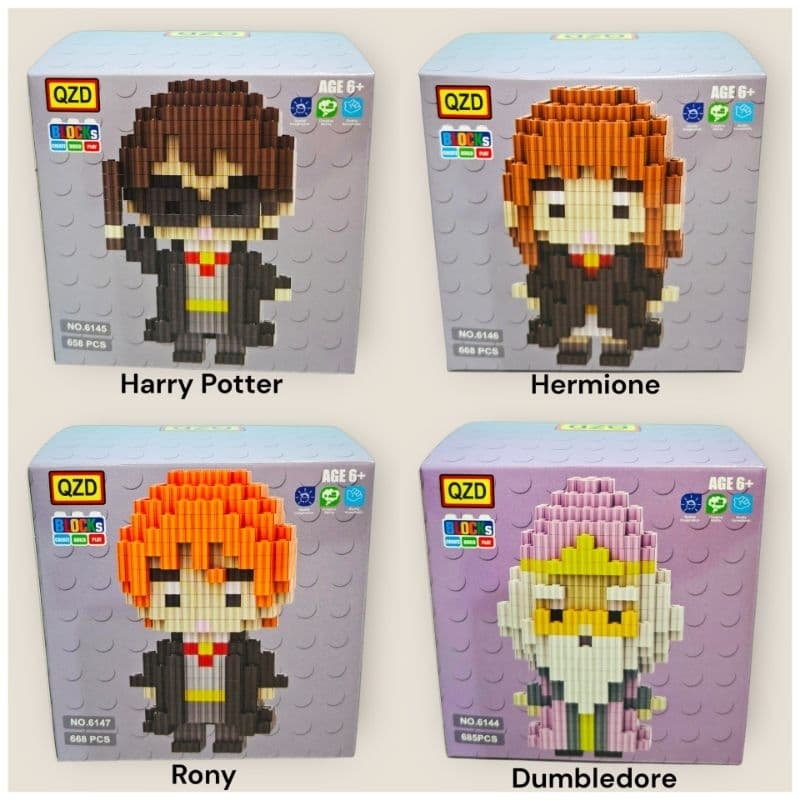 Mini Blocos de Montar Harry Potter Hermione Rony Dumbledore Estilo Lego Nanoblock Colecionável Geek Decorativo