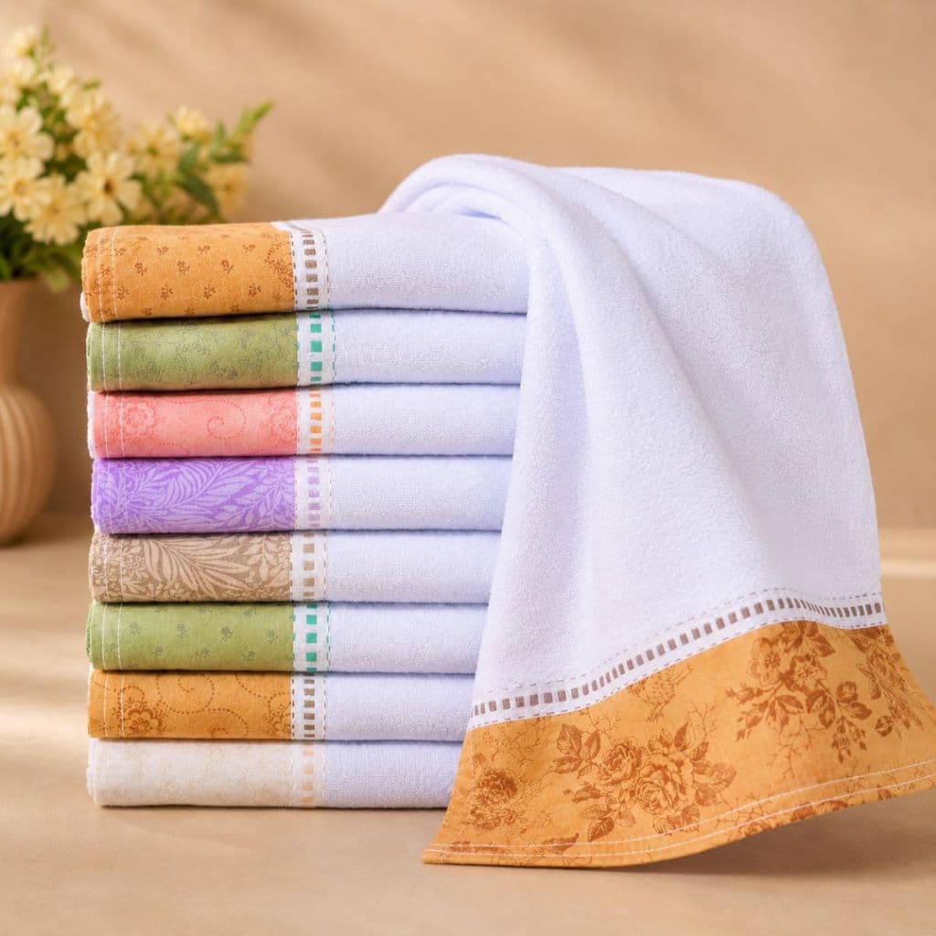 Pano De Prato Branco Com Barrado Cores Discretas Sobretom Tom 10 Unid