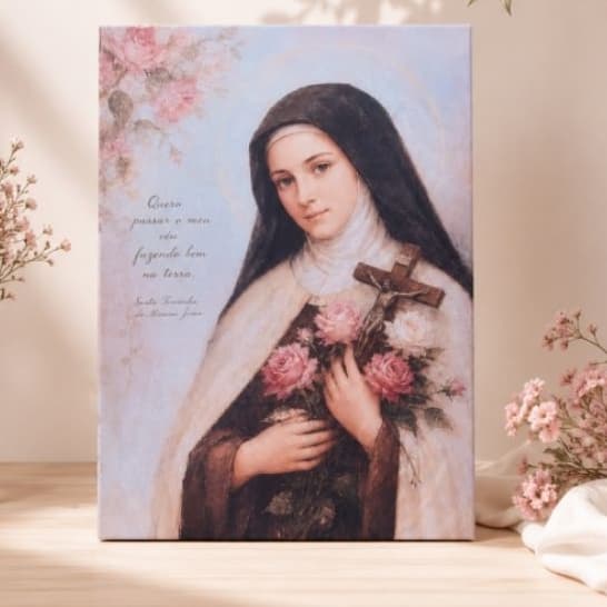 Quadro tela Santa Teresinha do Menino Jesus - impressão no tecido - tela - presente fofo - religioso
