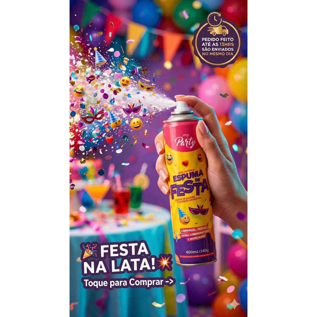 Espuma Neve Artificial Spray 400ml My Party Para Festas e Carnaval