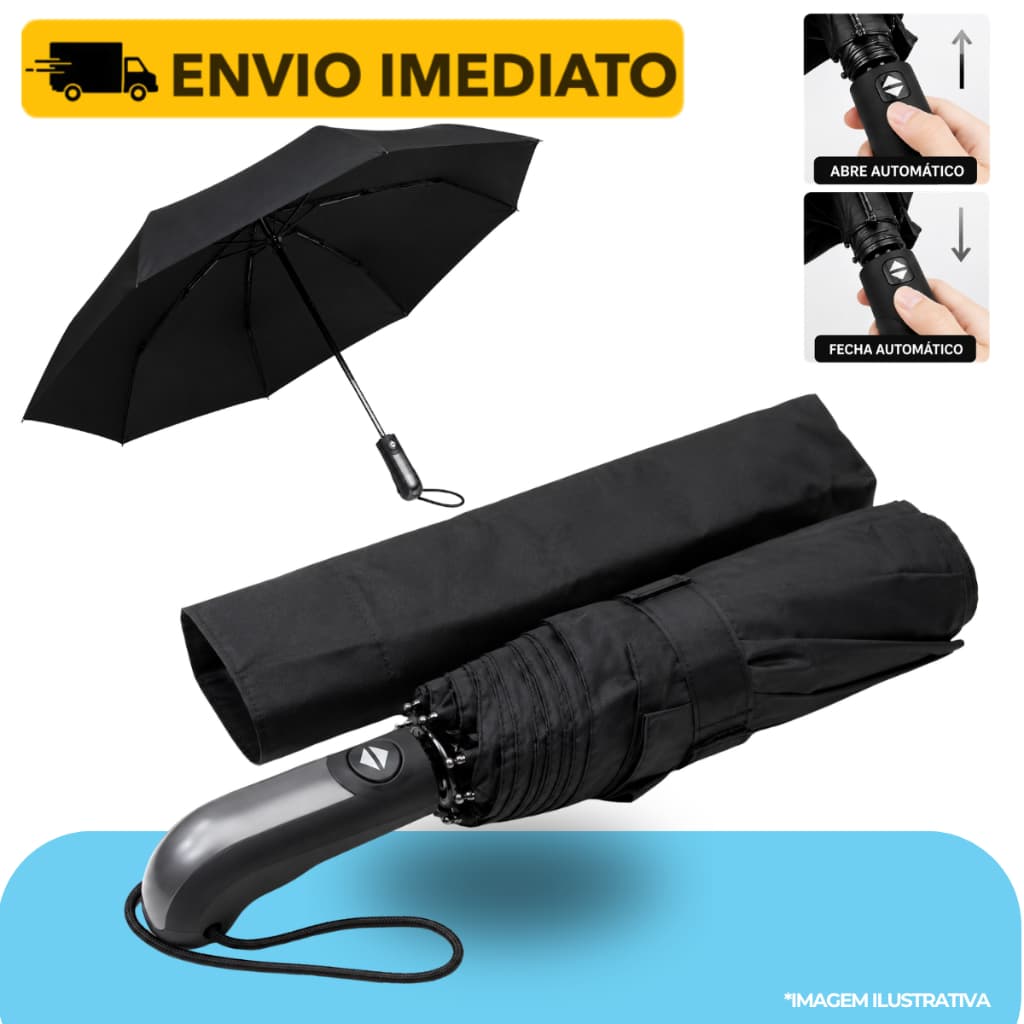Guarda Chuva Grande Reforçado Abre Fecha Automático Contra Vento Retratil