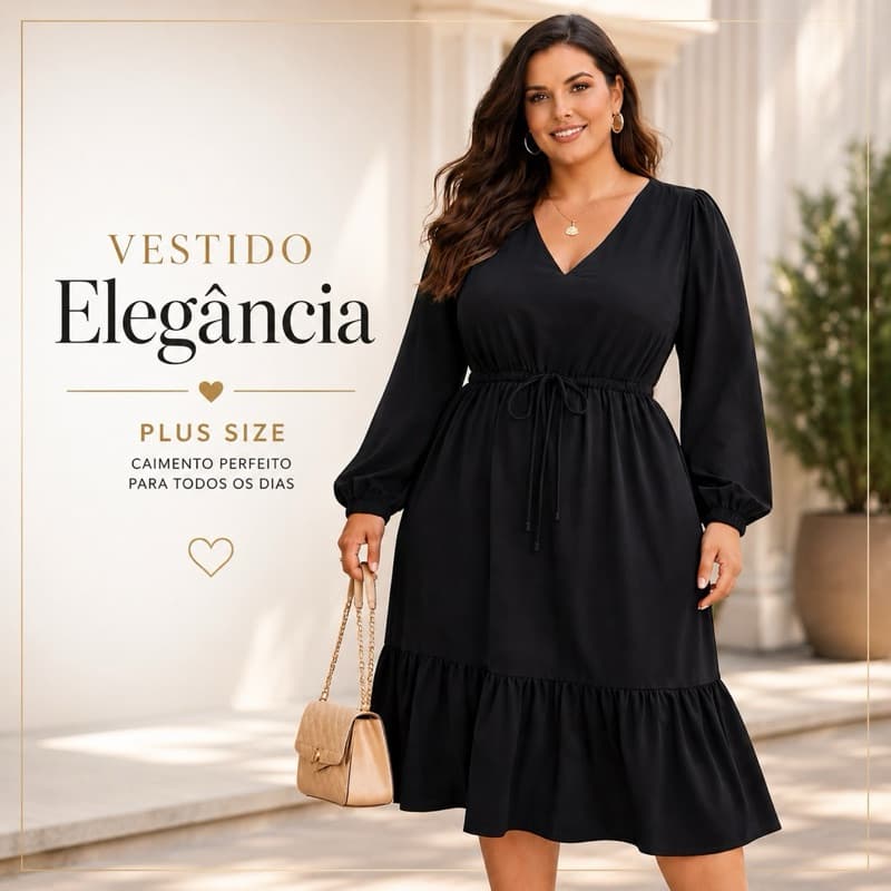 Vestido inverno manga longa frio moda evangélica plus size midi igreja curve + festa casamento