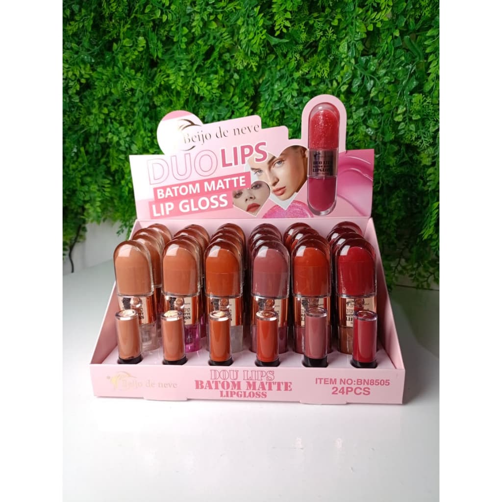 Batom 2 Em 1 Duo Lips Matte + Lip Gloss Beijo De Neve Multifuncional