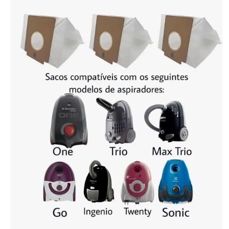 Kit 3 Sacos Filtro Aspirador Modelo Trio One Sonic Max Trio